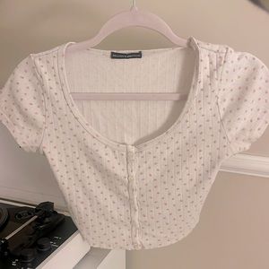 brandy melville white and pink floral top